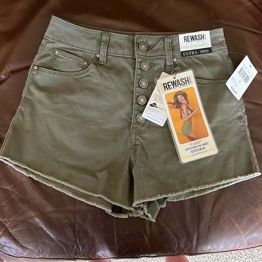 Rewash super high rise olive green Casey short